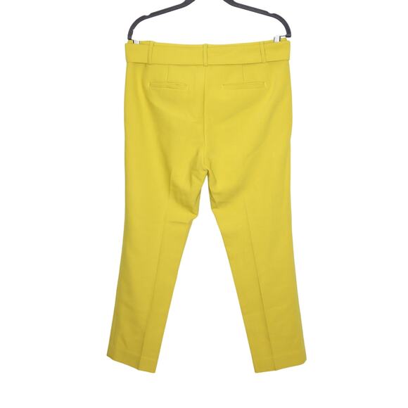 LOFT Slim Tie Waist Pants Solar Mustard Yellow Belted Ankle Trouser Women's 4P - Picture 3 of 10
